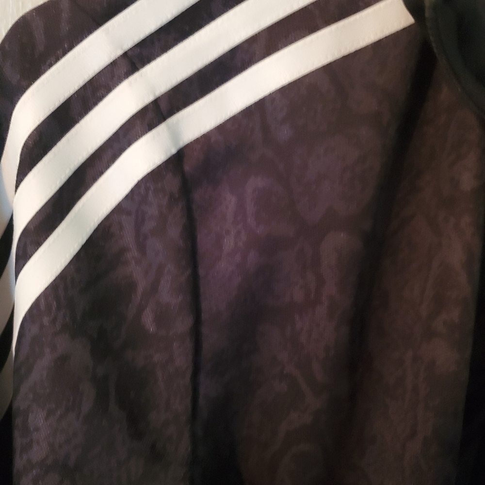 Adidas Womens Black Snake Print Track Jacket with 3 White Stripes Large - Picture 2 of 4
